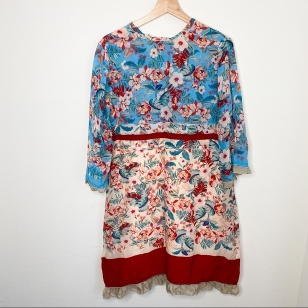 Johnny Was long sleeves floral adjustable waist tie button front closure dress - Picture 12 of 15
